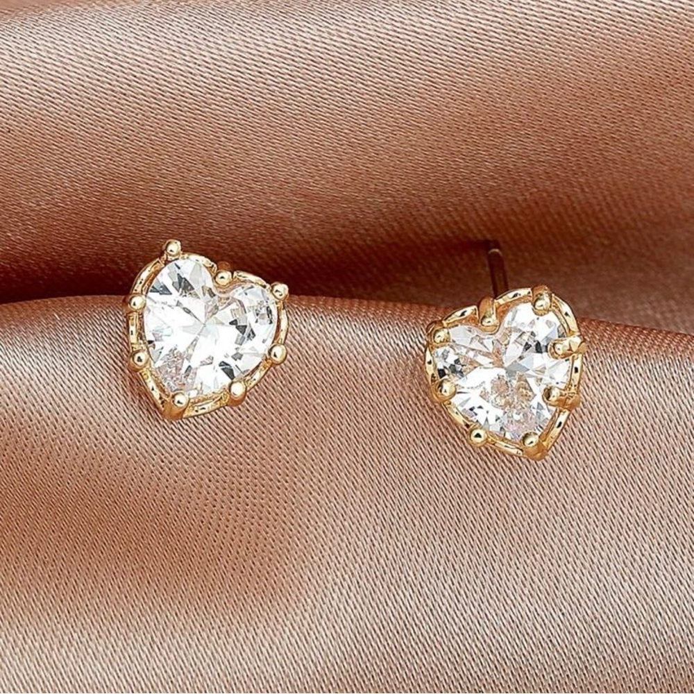 Heart Clear Rhinestone Stud Earrings